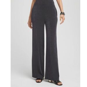 Chico's Travelers Wide Leg Pants Size 3 Short 16S Gray NWT